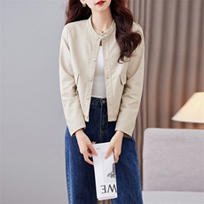 小个子皮衣外套女短款2023年新款春秋季显瘦气质连帽机车PU皮夹克，女装皮衣，江南女神