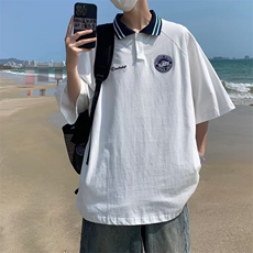 青春流行POLO衫新款宽松型日系时尚夏季潮五分袖男2023潮流，男装T恤，星座716-4