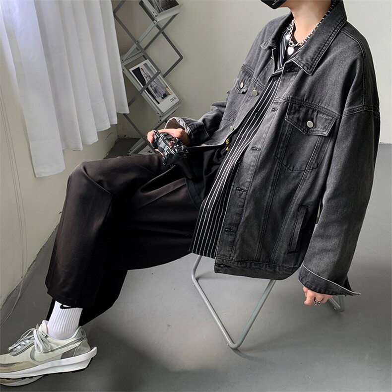 2025春装港风中性男女夹克破洞牛仔衣JK13P70,男装工装外套,电商D325