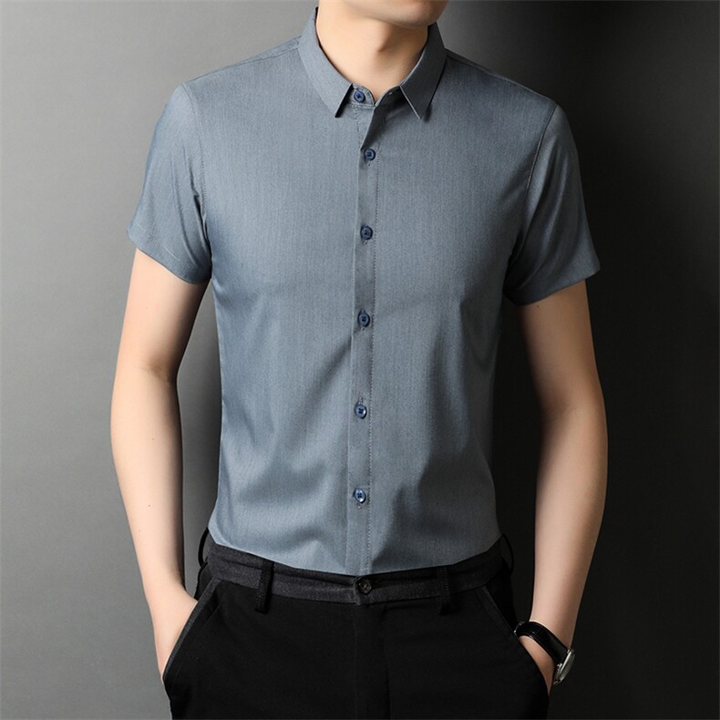 AT2247钱塘2020-3夏季男士高端翻领短袖精品衬衫P48图片