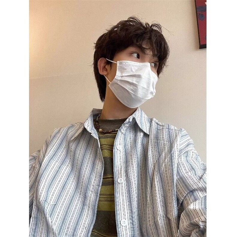 日系复古小众设计感民族风条纹长袖衬衫男春秋季潮流衬衫外套,男装衬衫,星座506A