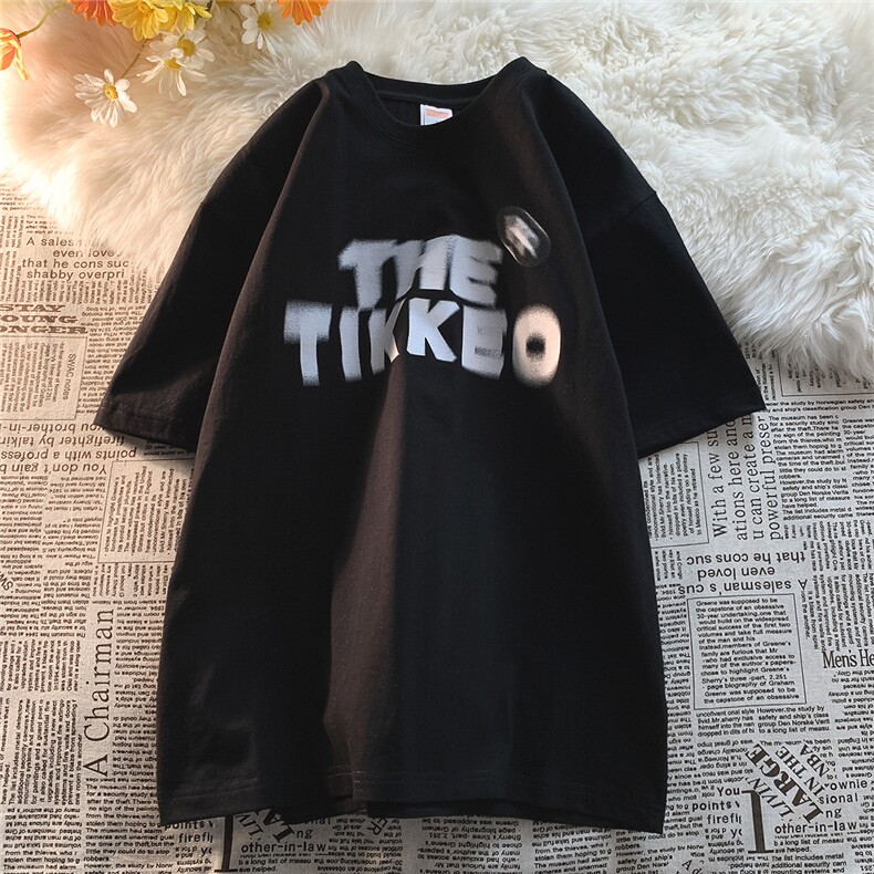 纯宽松半袖上衣休闲中性ins情侣字母印花短袖T恤D328-T391-P28,女装T恤,电商D328