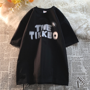 纯宽松半袖上衣休闲中性ins情侣字母印花短袖T恤 D328-T391-P28图片
