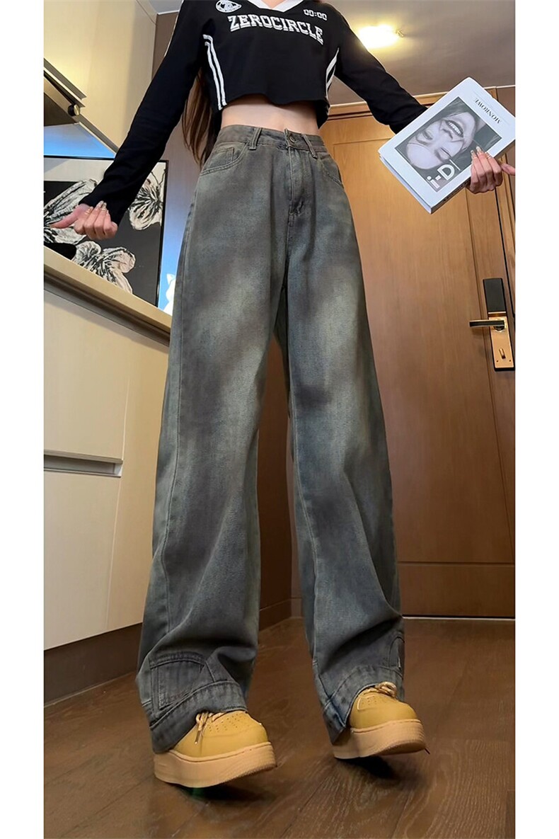 水洗牛仔裤男脏脏设计感2026春季新款美式直筒裤子-A1431P55控88,男装牛仔裤,电商B241
