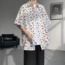 8XL-M花衬衫男短袖夏季薄款冰丝半袖宽松大码休闲外套DC28008P38，男装T恤，电商B312