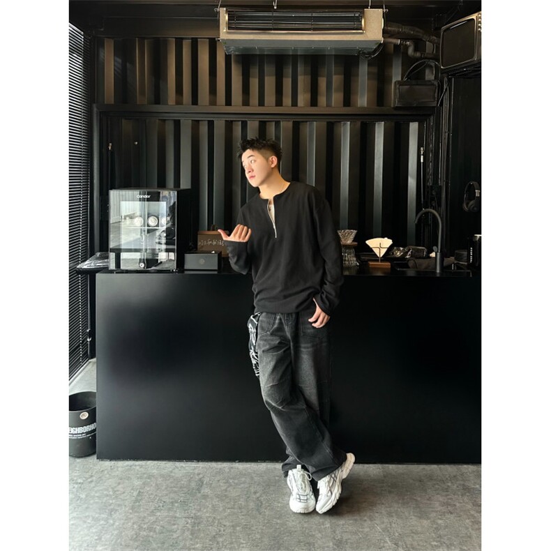 【有货】cleanfit半拉链华夫格卫衣男款圆领长袖t恤W007LL-特P38,男装卫衣,星座1007（原301D）