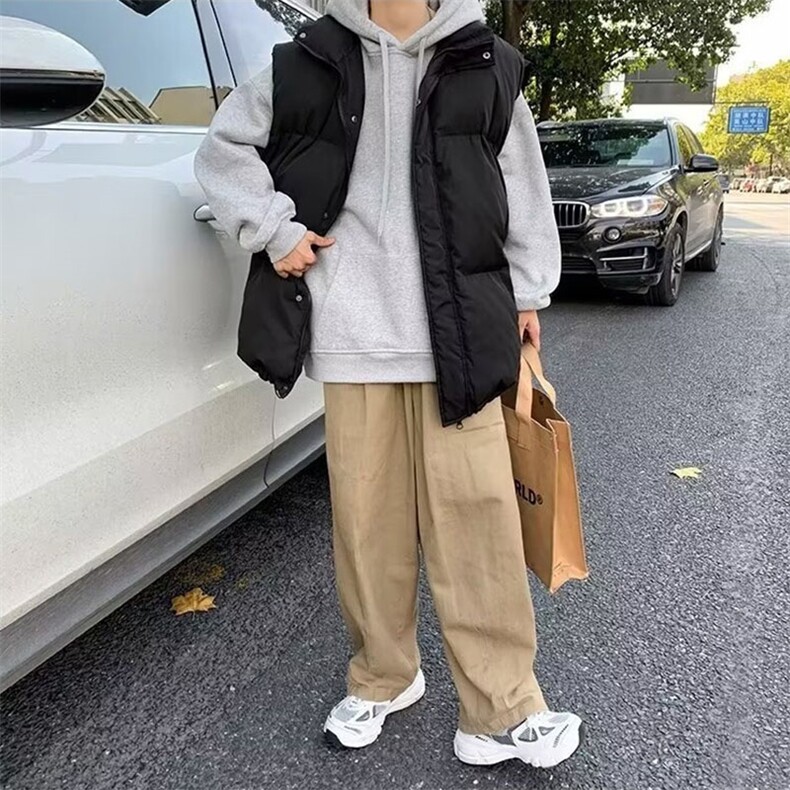 现货5W件冬季三防硬挺boxy短款立领棉衣马夹外套加厚马甲保暖棉服图片