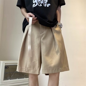 夏季薄款休闲西装短裤男韩版潮流宽松直筒五分裤纯色冰丝百搭裤子图片