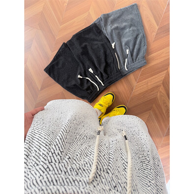 斑马斜纹针织条纹裤子男款秋季美式垂感卫裤直筒休闲运动弯刀长裤，男装牛仔裤，电商A086-1