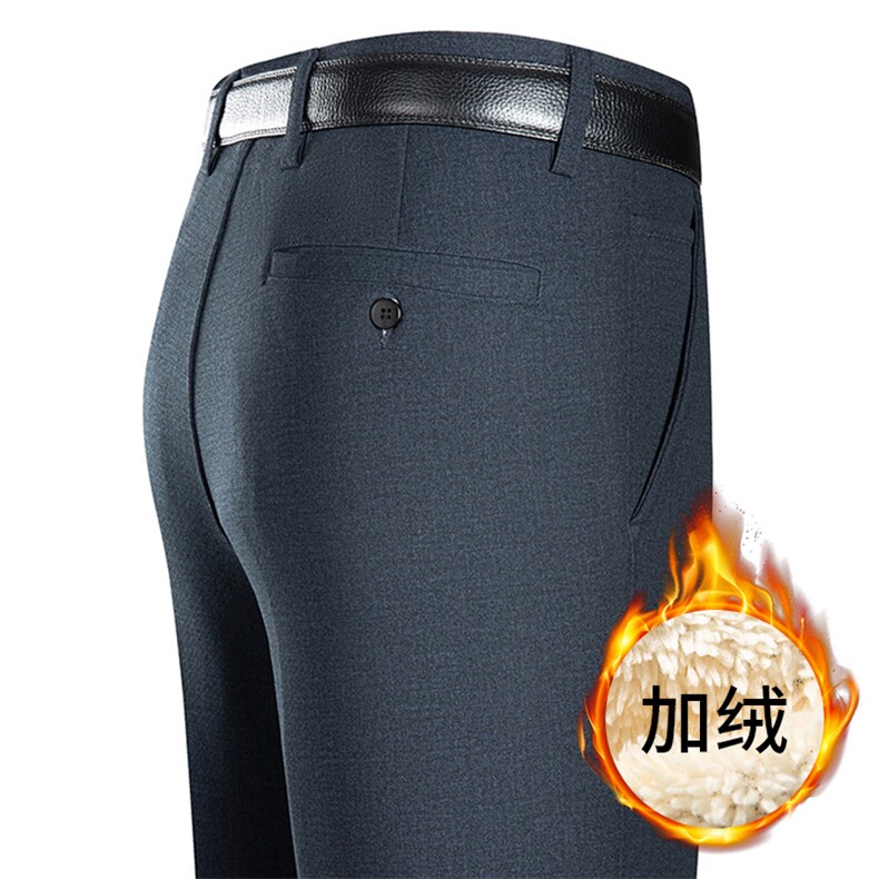 男士休闲裤秋季新款商务加绒加厚中年高弹直筒裤2022时尚潮流男装图片