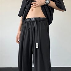 SG05批40控59腰带装饰夏季新款直筒拖地裤男男裤子休闲裤，男装休闲裤，电商D229A
