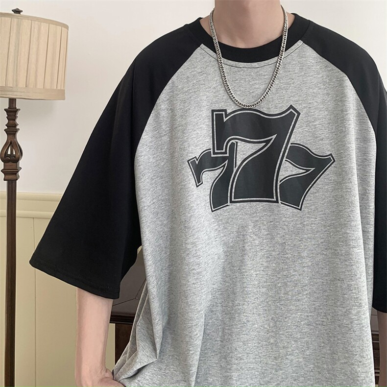 重磅260克纯T恤男拼接撞色短袖t恤217-2-T6604-P35,男装T恤,星座217-2