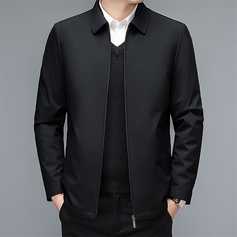 冬季新款翻领纯色免烫羽绒服男装中年休闲可脱卸内胆加厚保暖外套,男装羽绒服,电商B212（原钱塘6029）