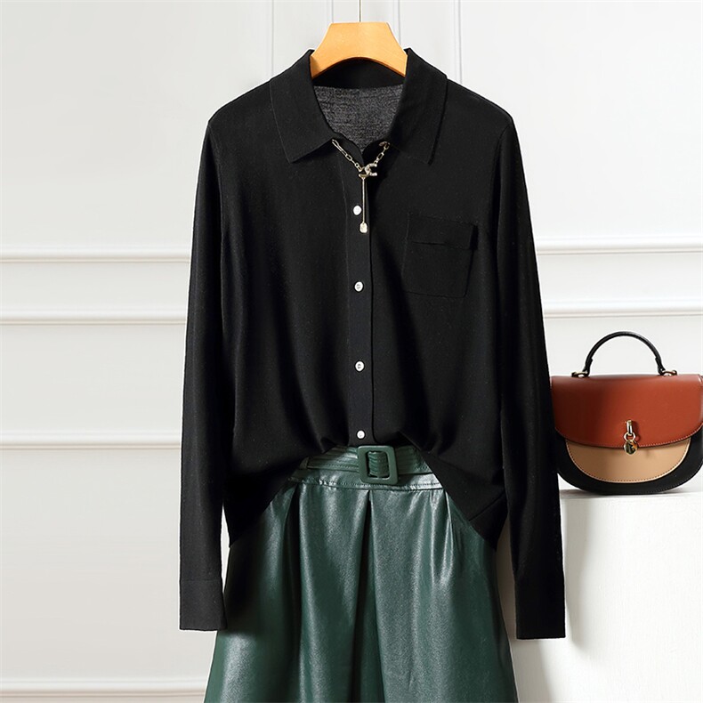 女士秋冬精纺POLO领羊毛开衫羊毛，女装羊毛衫，润匹羊绒