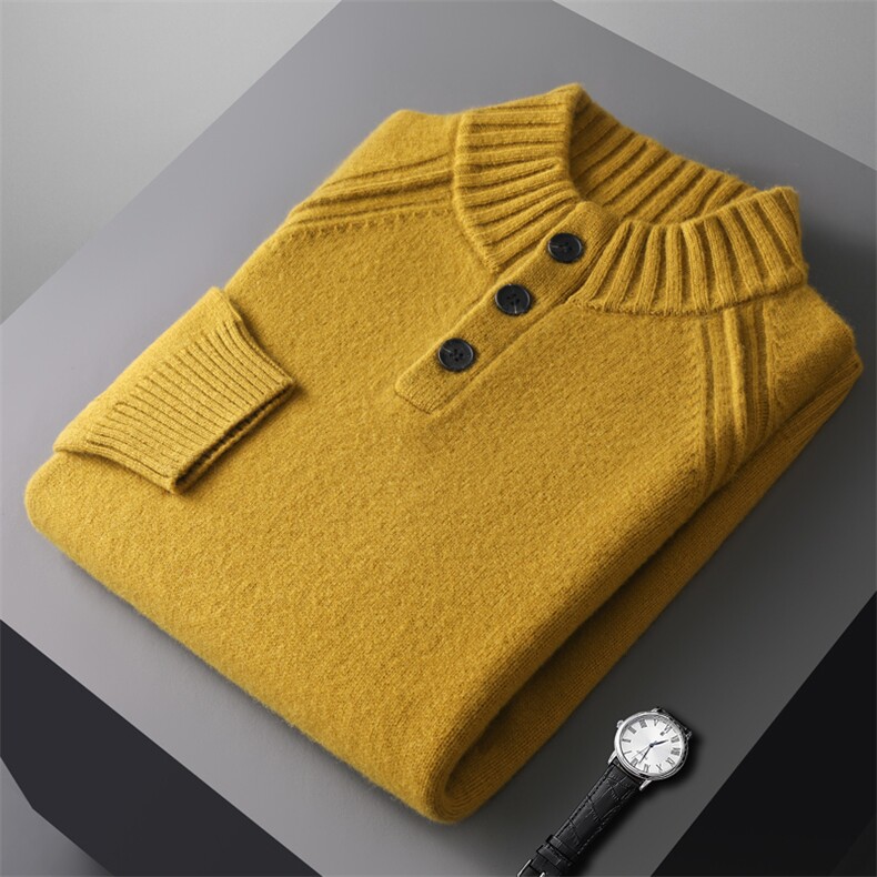 时尚男士羊毛衫都市经典百搭衬衫领套头毛衣休闲保暖长袖针织衫男装，男装羊毛衫，冬季工坊