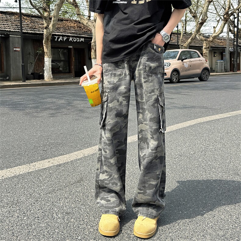 街景图现货美式复古情侣迷彩裤610A-1-82040-P60,男装休闲裤,星座610A-1
