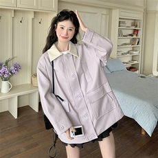 春款【已出货】时尚紫色蛋白皮外套2C110-H7791-P175-K58，女装皮衣，2C110