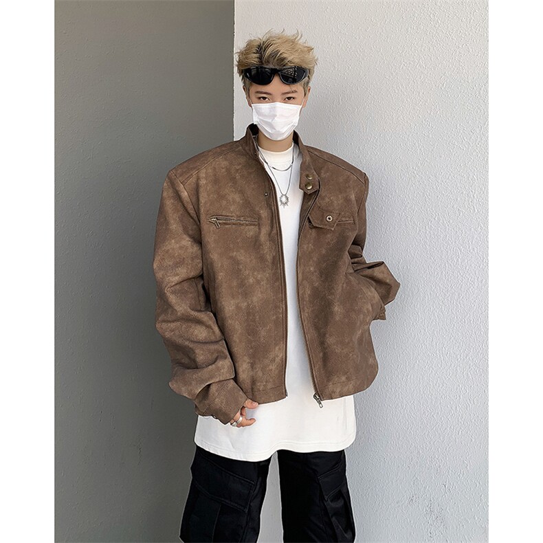 水洗设计感立领夹克春秋季设计感休闲时尚短款机车服外套常规款,男装夹克,星座410-6（原星座1304-1）