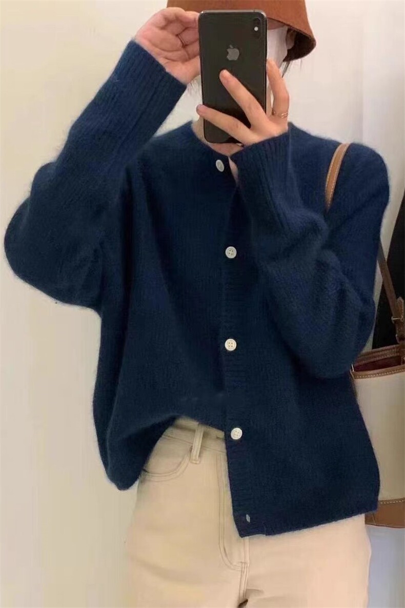 时尚宽松半圆领羊毛开衫羊毛女装秋冬必备单品,女装羊毛衫,旭驰羊绒