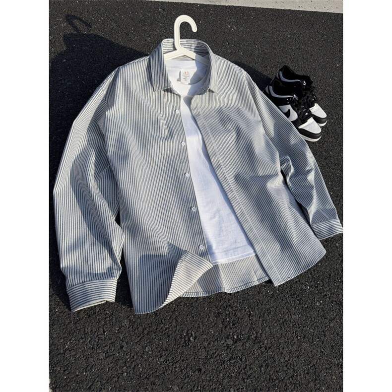 美式ins高街暗黑宽松条纹长袖衬衫SY2540-S-3XL-特P35,男装衬衫,星座417-1（原电商B245）