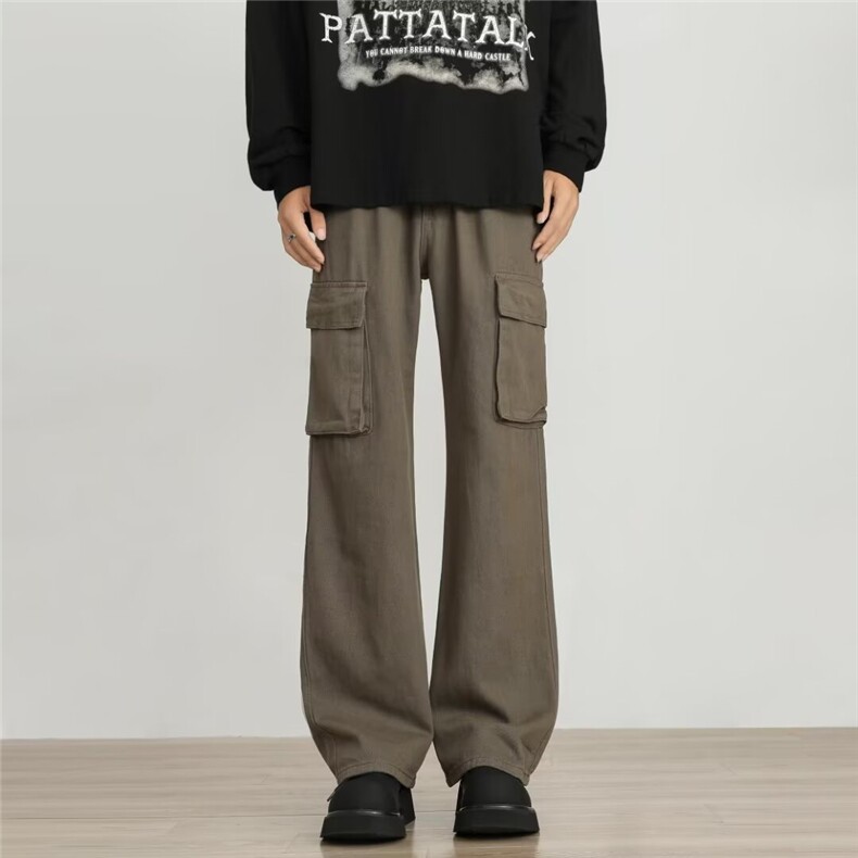 美拉德宽松直筒水洗牛仔裤男女设计感潮牌潮流工装长裤MK500P55，男装牛仔裤，星座1013-5