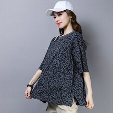 花色T恤时尚简约短袖圆领显瘦2021年春季，女装T恤，小林双子