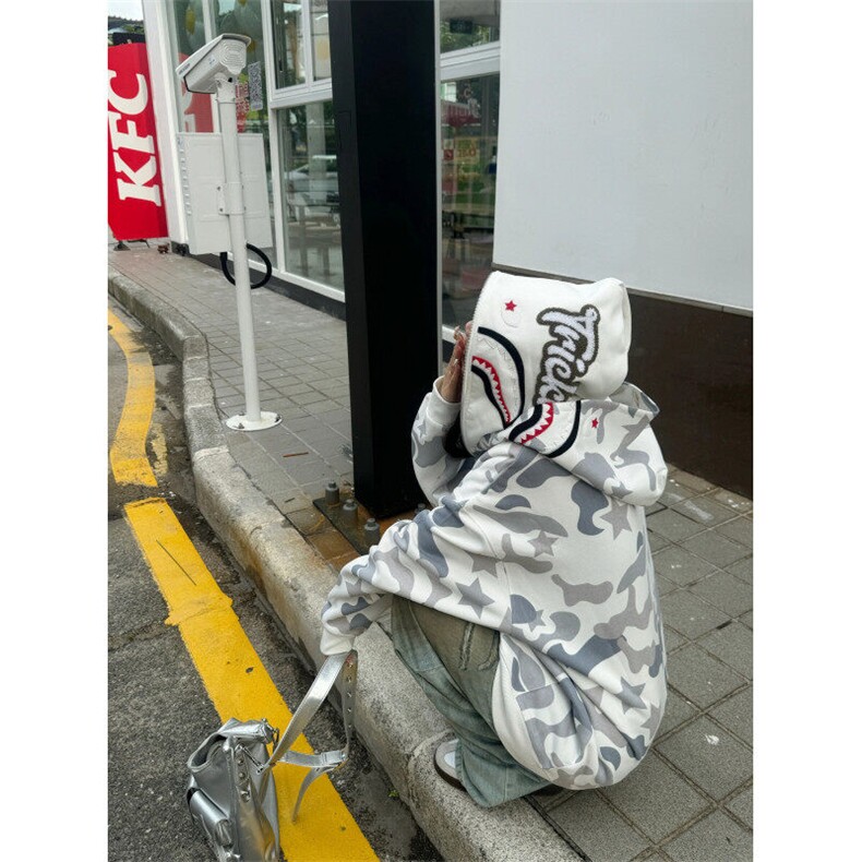 1506/W82751/P51美式双帽鲨鱼连帽卫衣拉链开衫原创男女外套,男装卫衣,星座1506