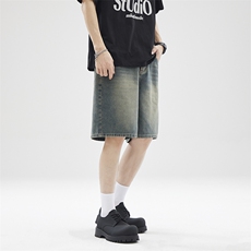 夏季潮流宽松牛仔短裤主图休闲五分裤A161-D2201-P45控68元，男装牛仔裤，电商A161
