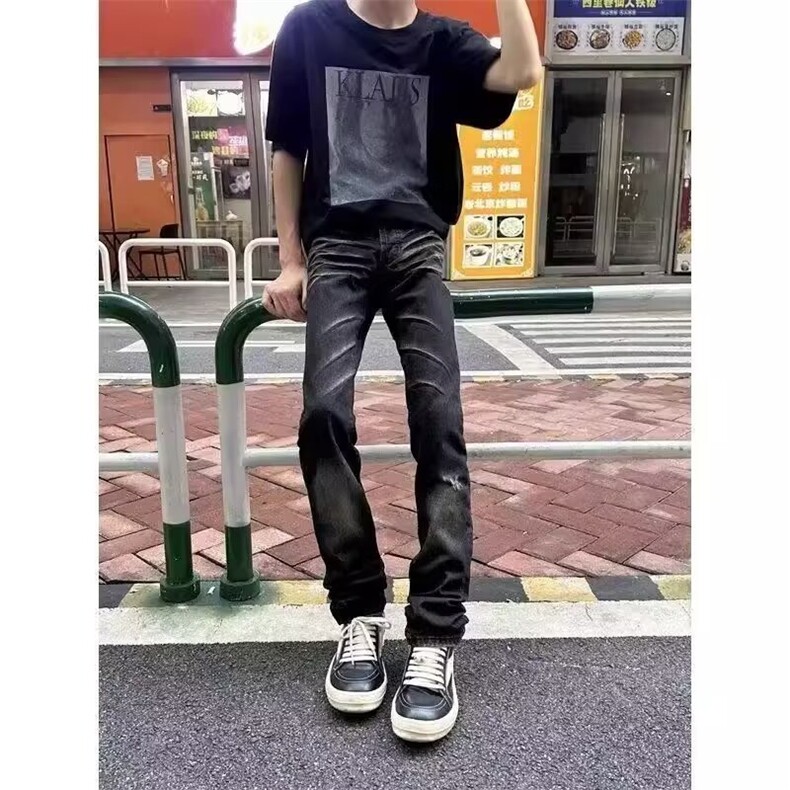 有货DK1161-特批48抖音天猫高质量猫须抓痕直筒牛仔裤,男装牛仔裤,星座603-2