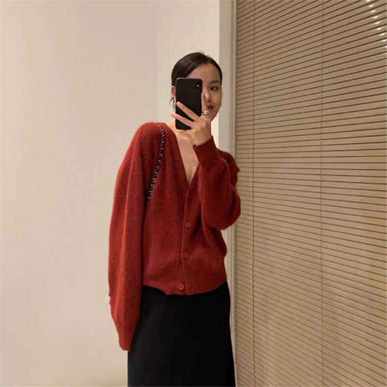 女士羊毛开衫V领纯色羊毛柔软保暖,女装羊毛衫,泰沅羊绒