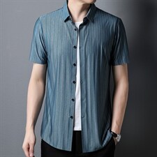 短袖衬衫男时尚2023夏季薄款男士半袖中年商务休闲潮衬衣，男装衬衫，电商B212（原钱塘6029）