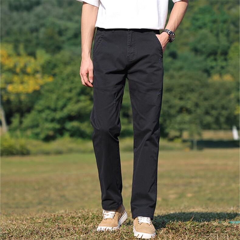 2026春夏新款男士纯棉高端休闲裤宽松直筒商务中青年爸爸装长裤子图片