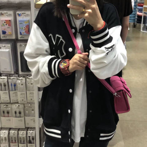 XZ613-2-E221-P50 字母刺绣拼接棒球服夹克宽松学院风外套学生图片