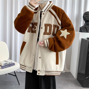 冬款港风加棉加厚保暖棉衣外套毛巾绣棒球服男士8133-P120控价158图片