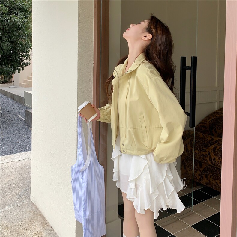 [现货新款]浅黄色休闲短外套女宽松春秋上衣2C353--723#P165K268,女装短外套,2C353