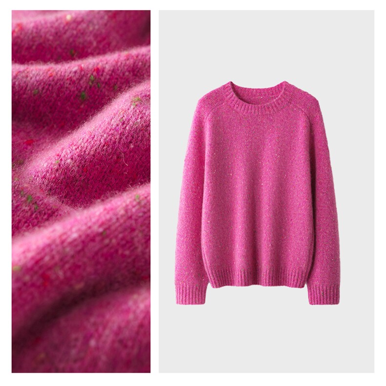 2025年秋季时尚百搭通勤简约休闲圆领彩点马鞍肩，女装羊绒衫，致织羊绒