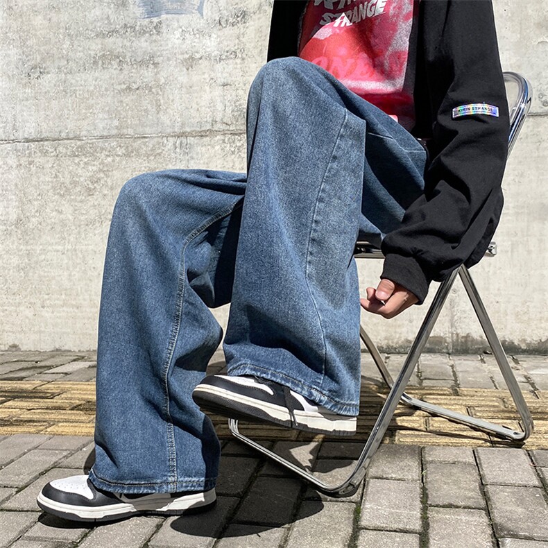 牛仔裤男秋季水洗直筒宽松阔腿裤高街ins潮牌休闲裤子K5414-P42,男装牛仔裤,星座512-2