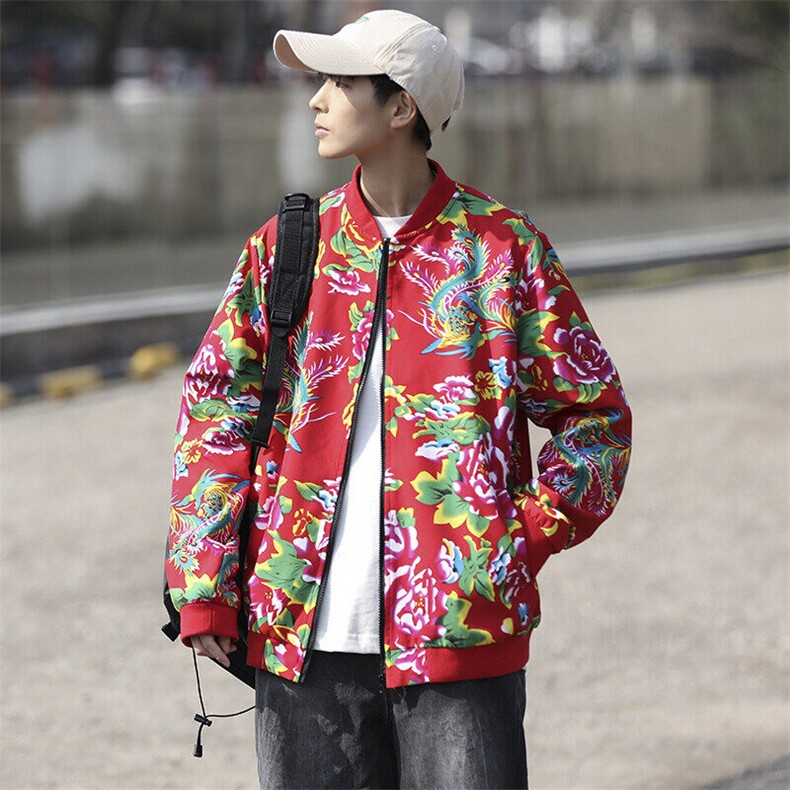 Y203春装新款男女棒球领夹克衫外套大码开衫大花新中式团队服潮,男装夹克,星座115A(原星座507）