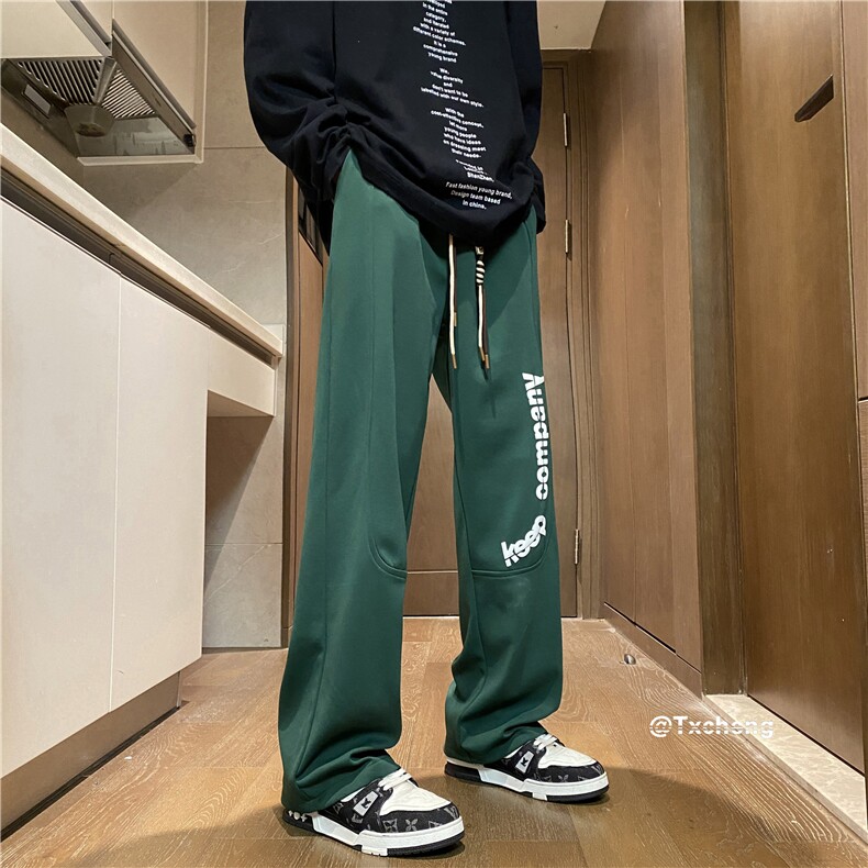 大菠萝格300克字母发泡印花宽松直筒卫裤B315-K23410-特p30控58,男装休闲裤,电商B315