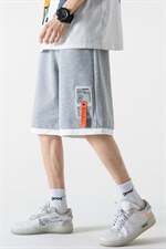2023夏无影墙假两件贴标装饰大码男卫裤休闲五分短裤DK28002-P28，男装休闲裤，电商A082
