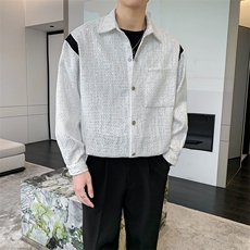 春秋季新款夹克衬衫男亮片拼接休闲外套A328-2301-P90-K129，男装夹克，星座406