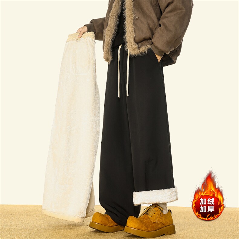 黑色棉裤男冬季加绒加厚休闲裤宽松慵懒风裤子5D2128-TP4588，男装棉裤，电商A102