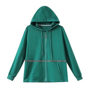 2021春秋装新品连帽纯棉女士外套40-49周岁纯色全棉上衣自主图图片