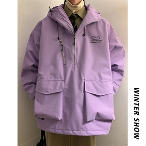 港风连帽防水大码宽松保暖男女滑雪服加棉加厚棉服外套M33-P145图片