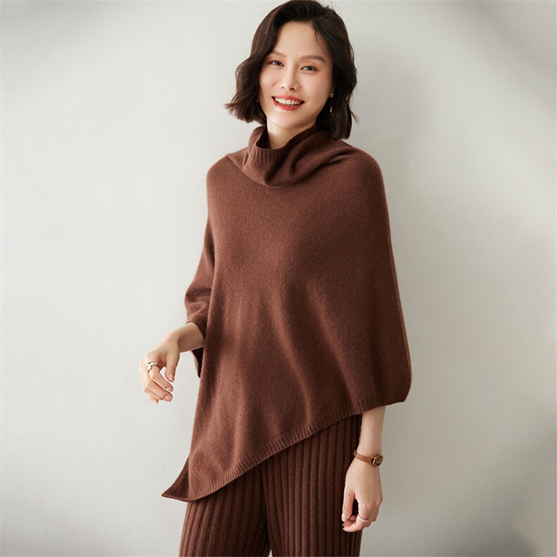 时尚百搭红色羊绒披肩女士秋冬保暖斗篷外套,饰品披肩,迎冬羊绒