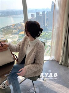 珍珠皮毛一体外套图片
