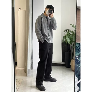 MM297-P60美式复古新款休闲慵懒风V领针织开衫毛衣图片