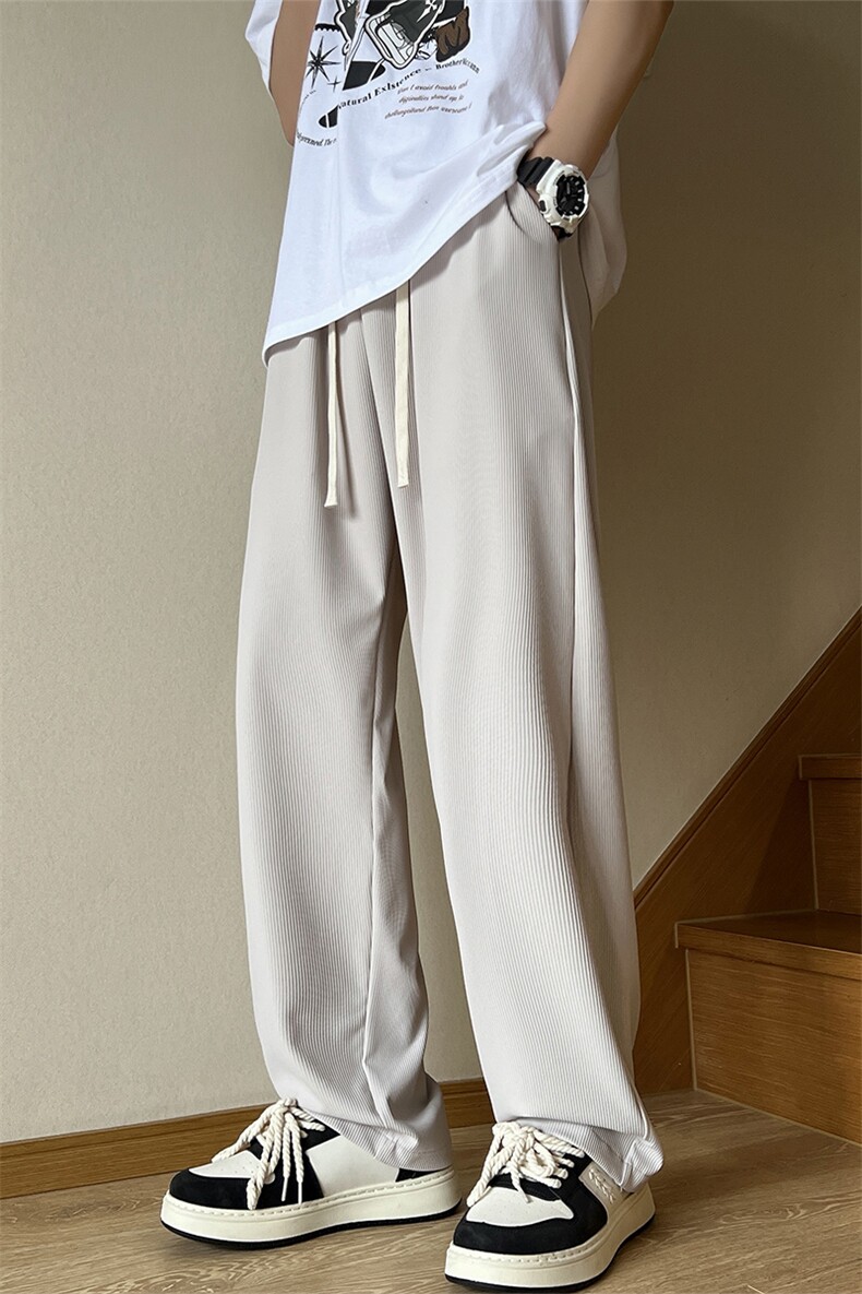 K02039-P68控129夏季高品质冰丝大码垂感直筒拖地休闲长裤M-6XL,男装休闲裤,星座109