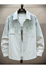 美式复古扎染牛仔夹克2026新款宽松休闲衬衫外套A436-2811-P70，男装夹克，电商A436