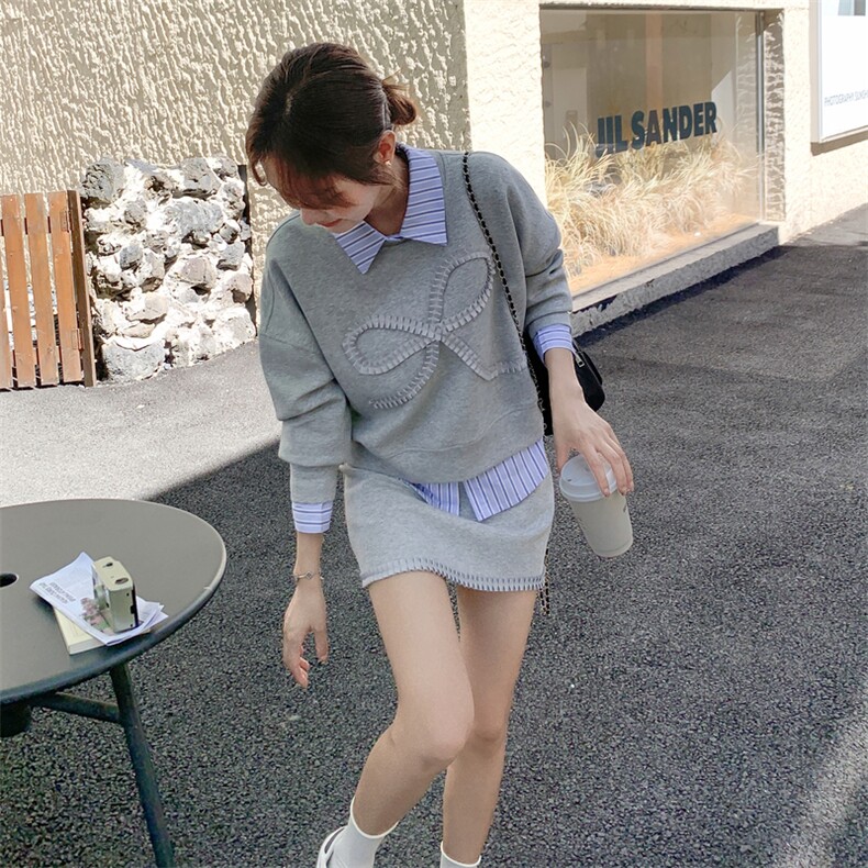 已出货灰色三件短裙套装5205P185K268,女装套装/套裙,2C176